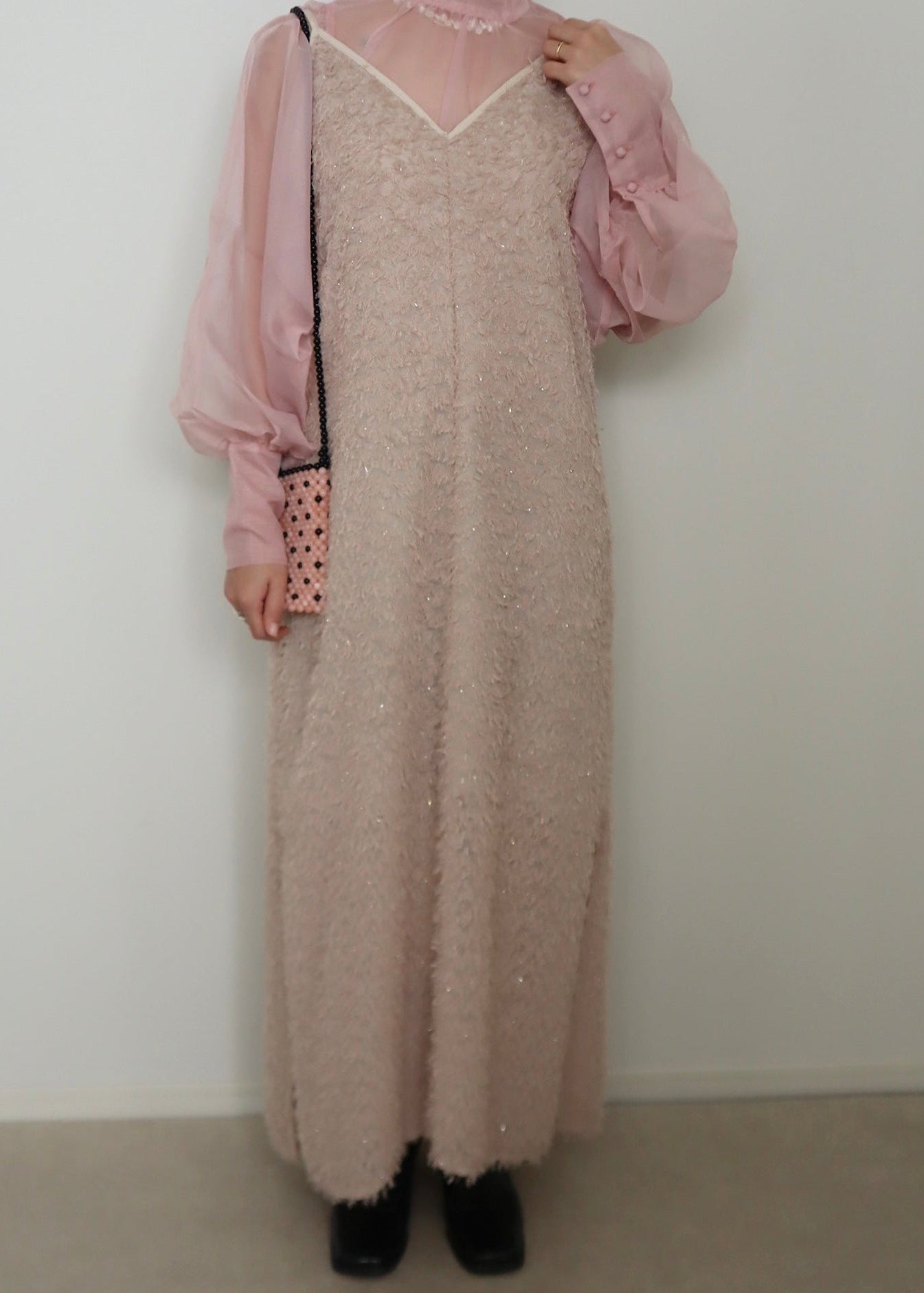 mix lame shaggy camisole onepiece