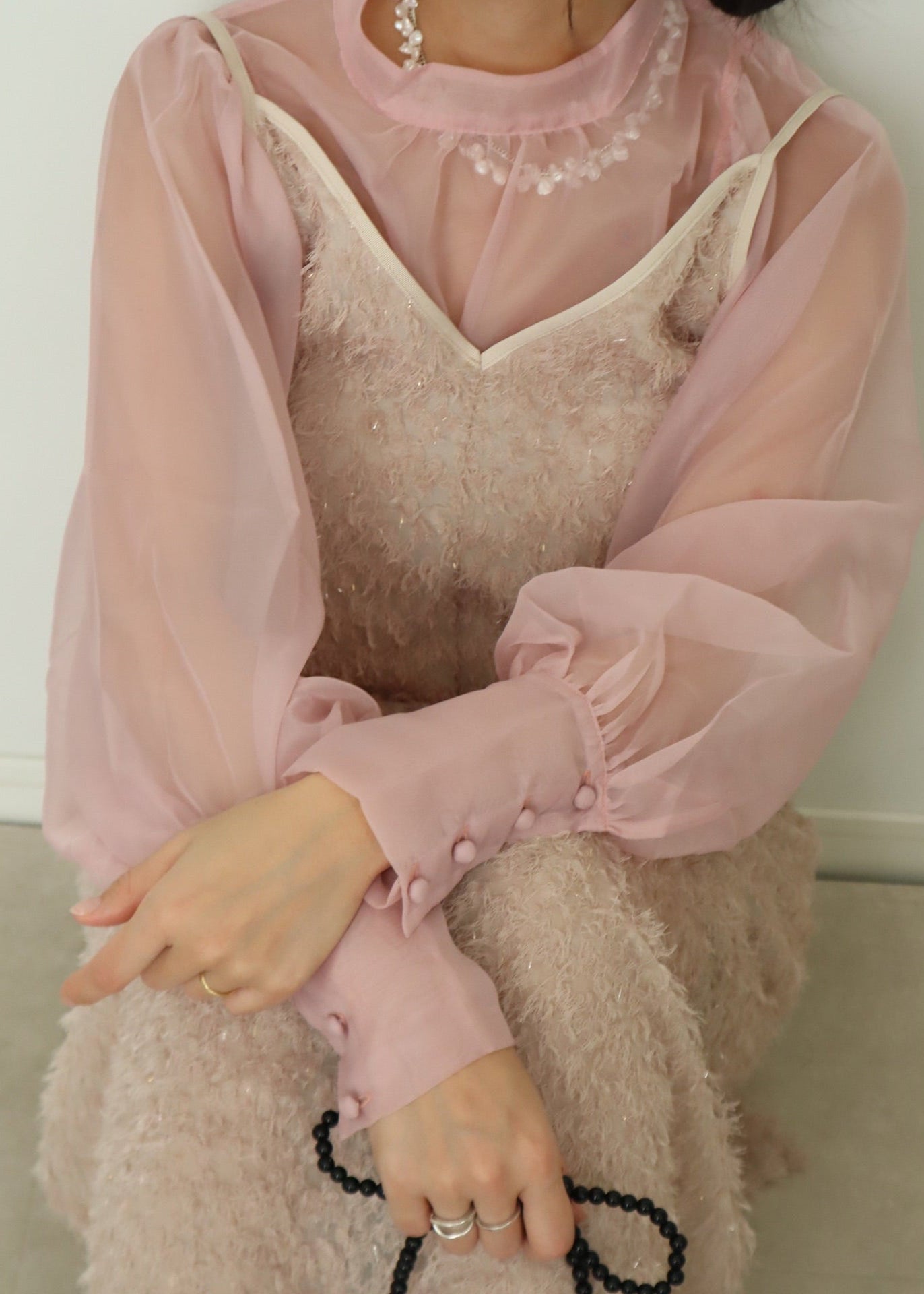 mix lame shaggy camisole onepiece