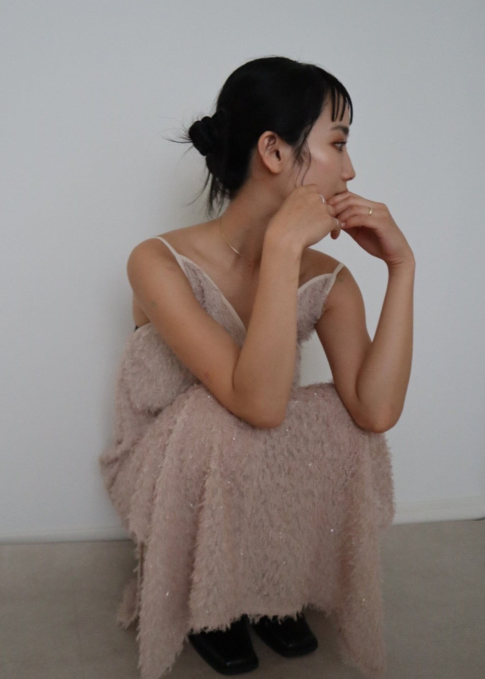 mix lame shaggy camisole onepiece