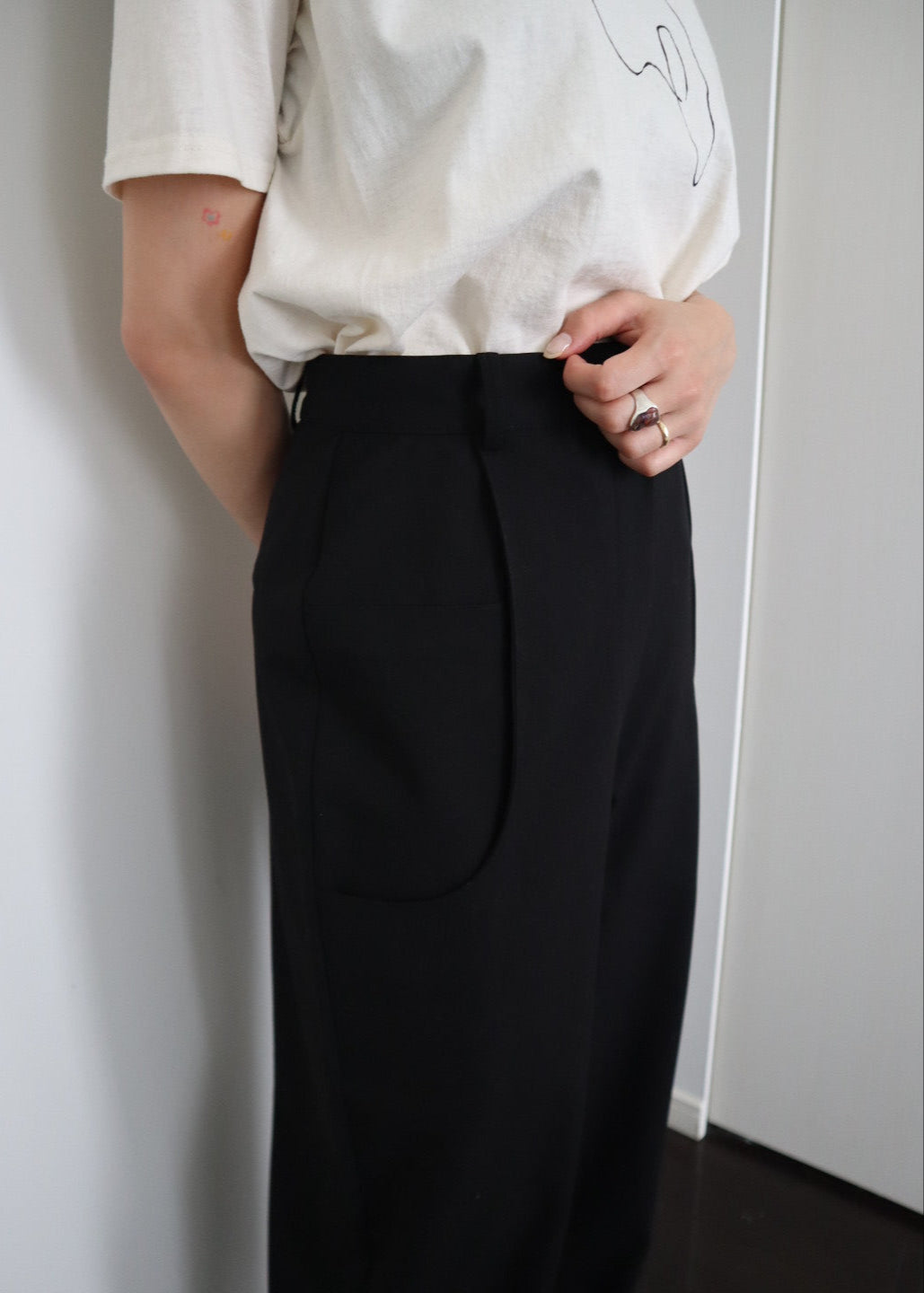 double pocket wide pants