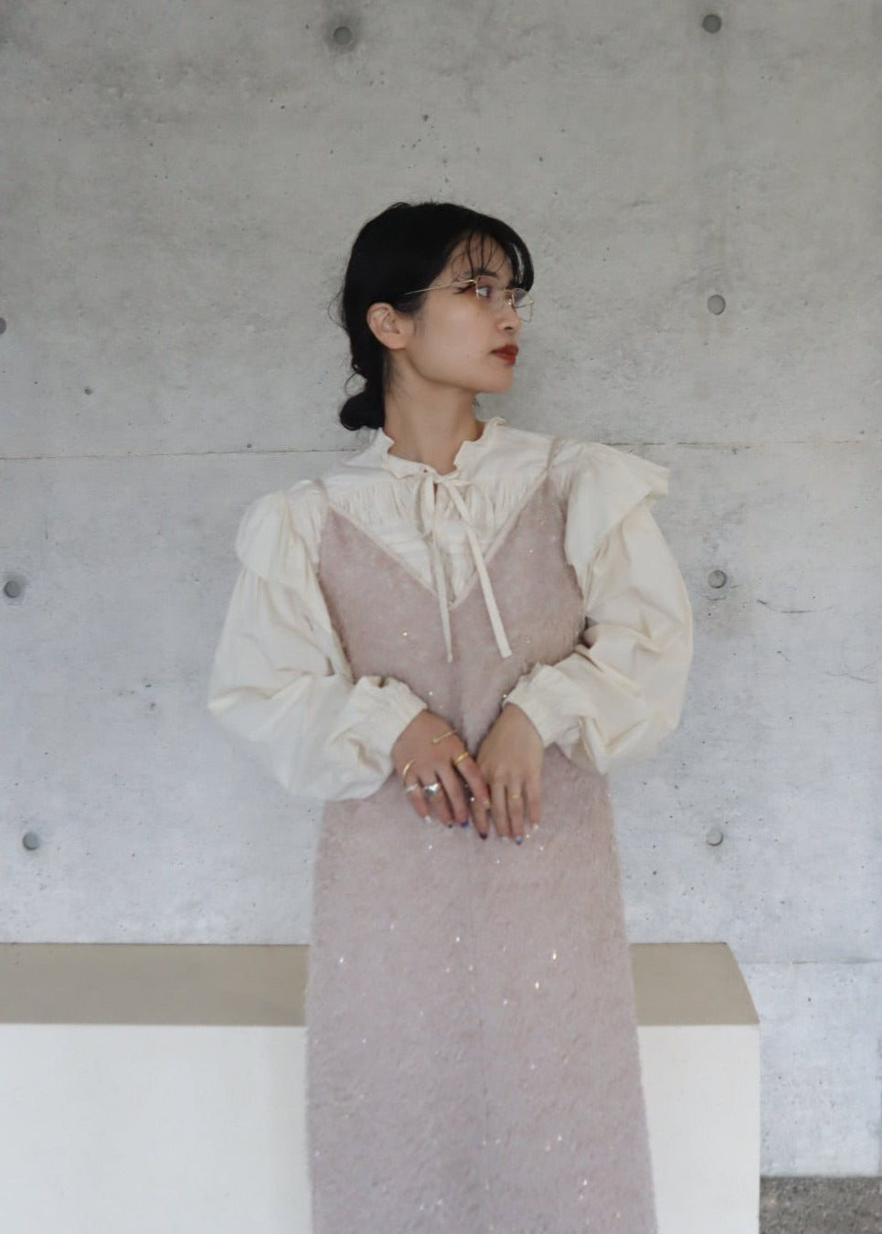 mix lame shaggy camisole onepiece