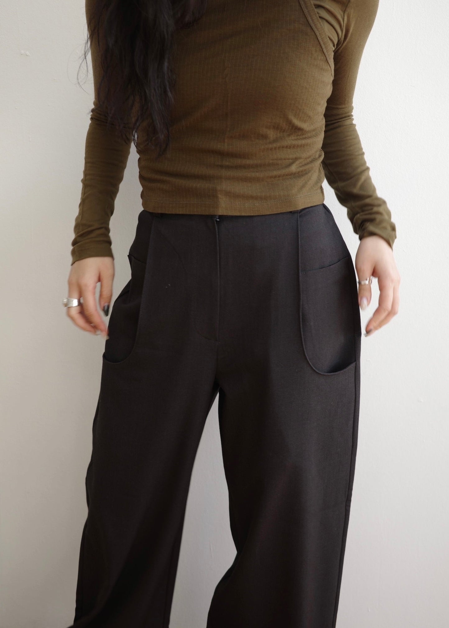 double pocket wide pants