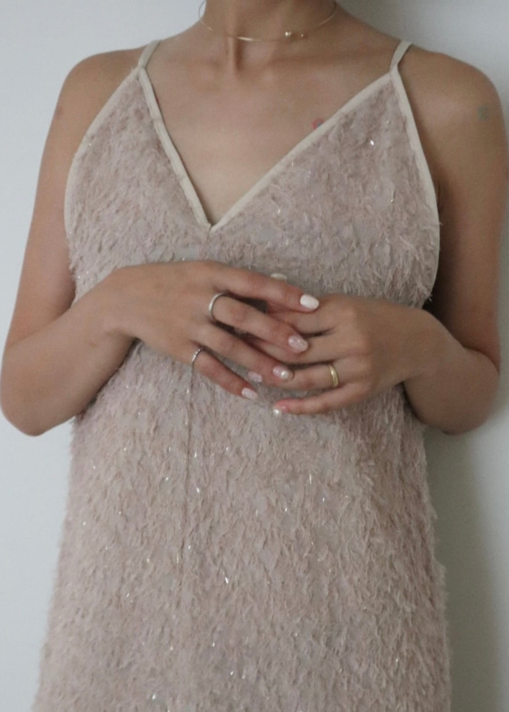 mix lame shaggy camisole onepiece