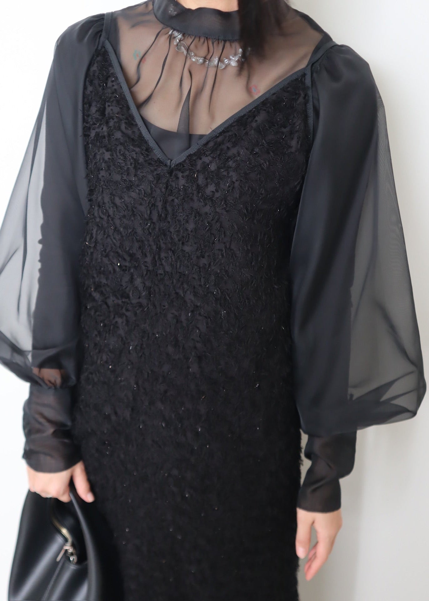 mix lame shaggy camisole onepiece