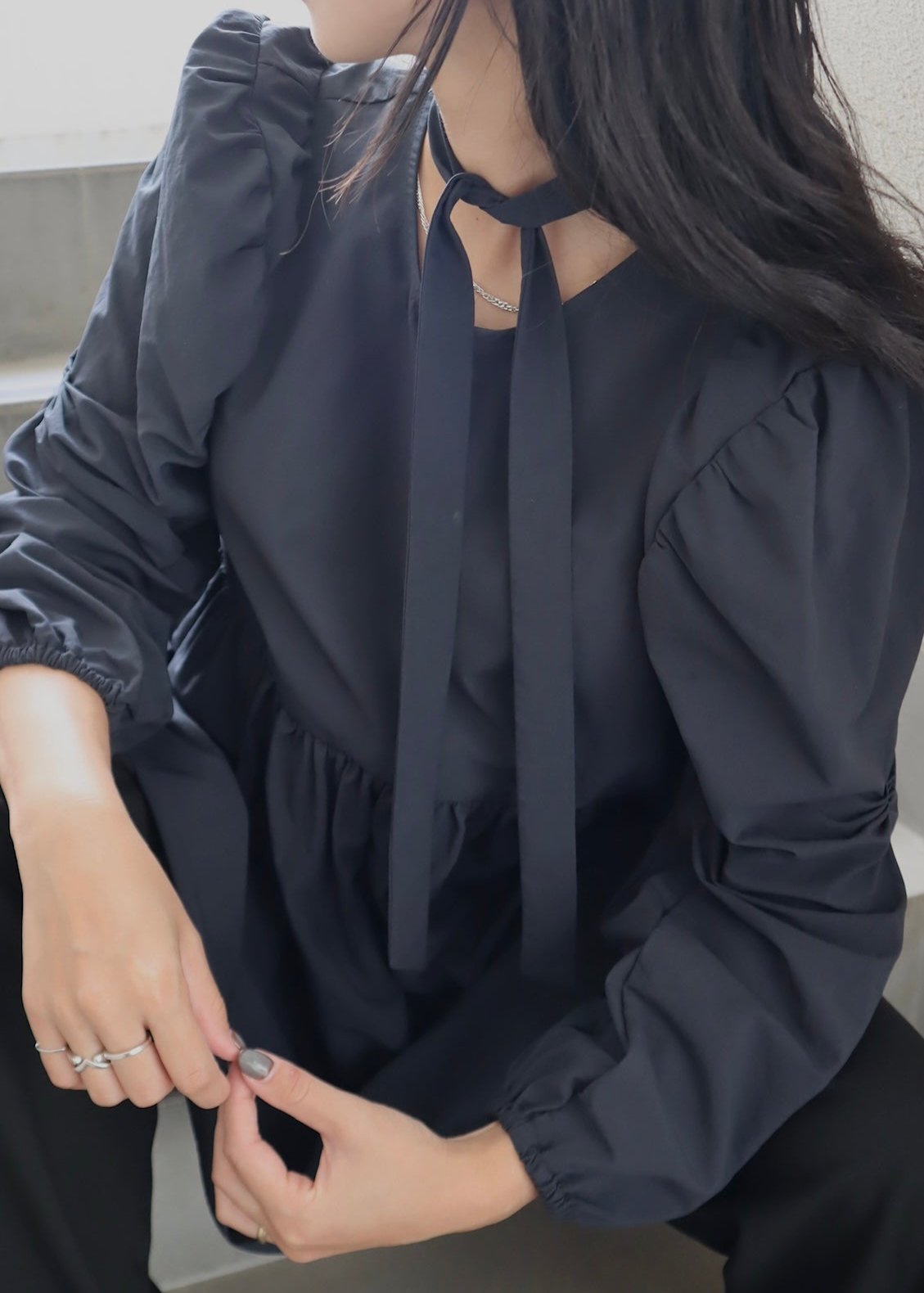 back ribbon mini dress