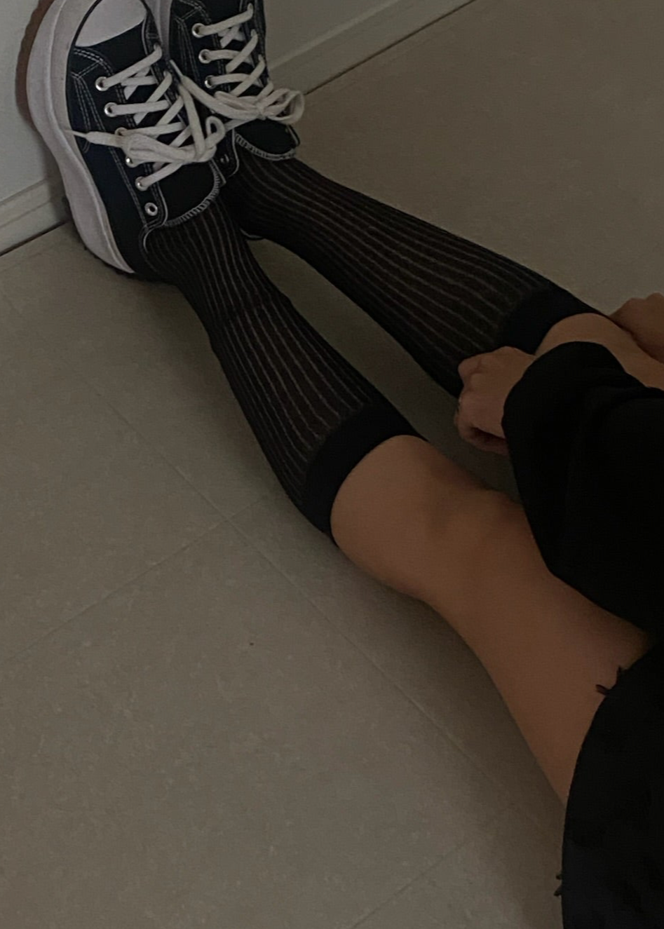 rib sheer high socks
