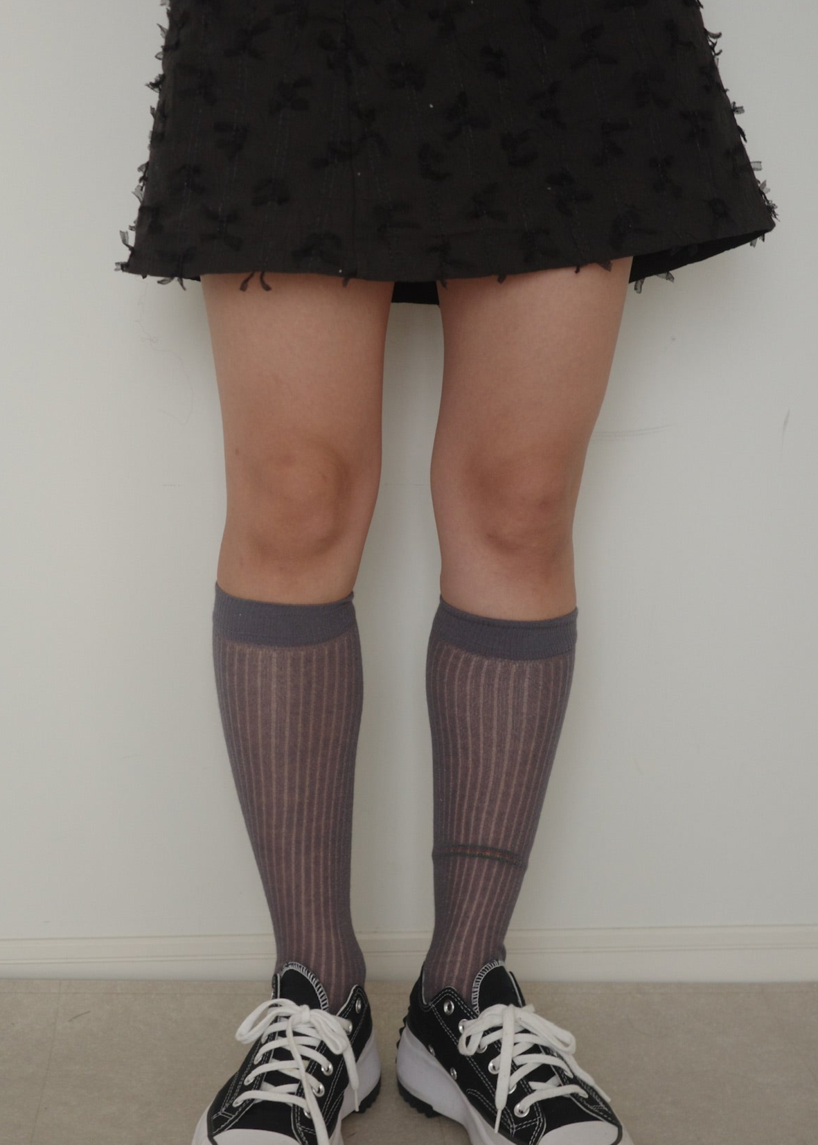 rib sheer high socks