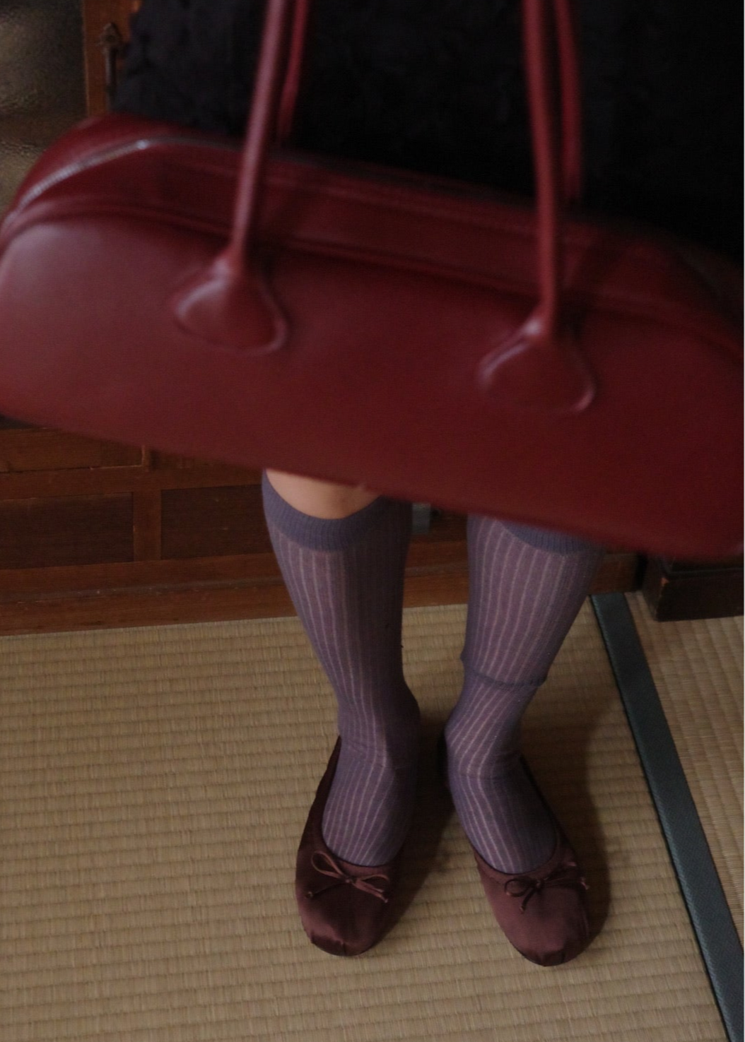 rib sheer high socks
