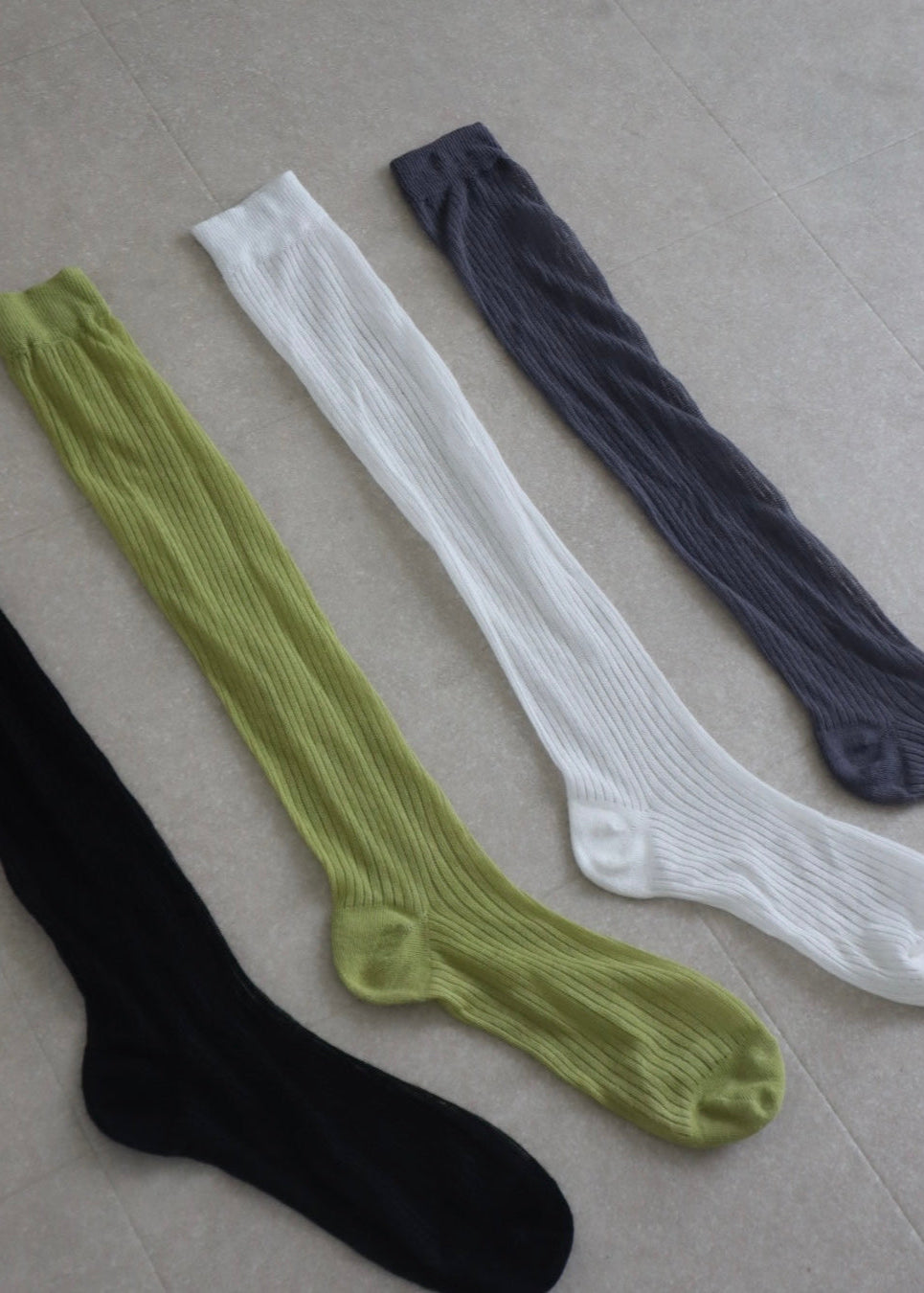 rib sheer high socks