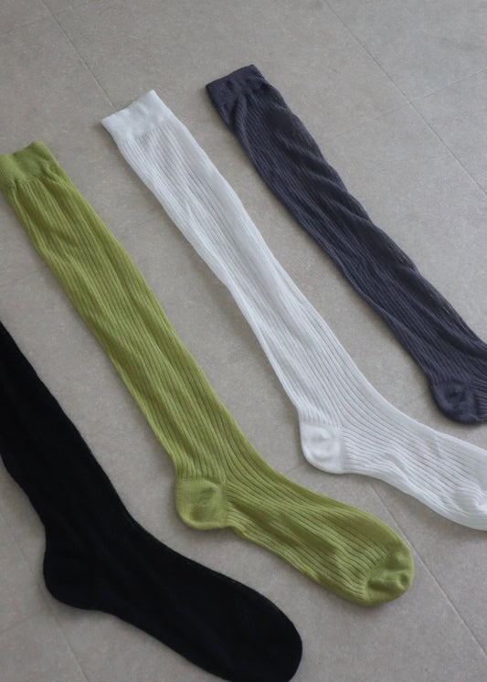 rib sheer high socks